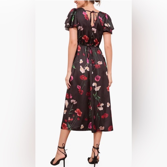 Friends Like These - Elegant Black Floral Midi Dress - Picture 2 of 10